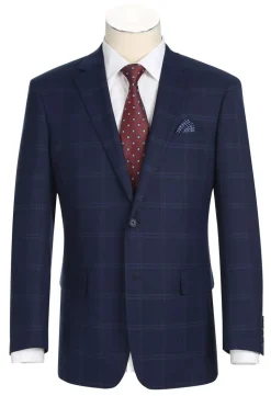 Blue Regular Fit 2 Piece Windowpane Suit