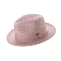 Blush Braided Wide Brim Pinch Fedora Matching Grosgrain Ribbon