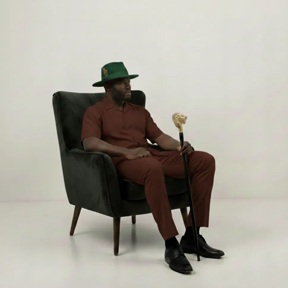 Brooklyn Collection - Wool Felt Crushable Fedora with Feather Accent in Hunter Green