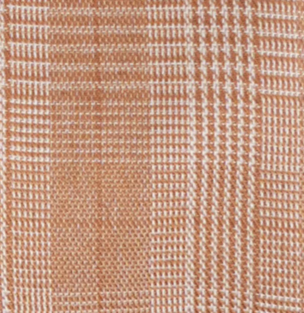 Brown Plaid French Cuff Dress Shirt Set with Cuff Links, Tie and Pocket Square