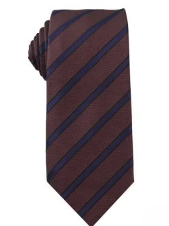 Brown Navy Diagonal Striped Tie