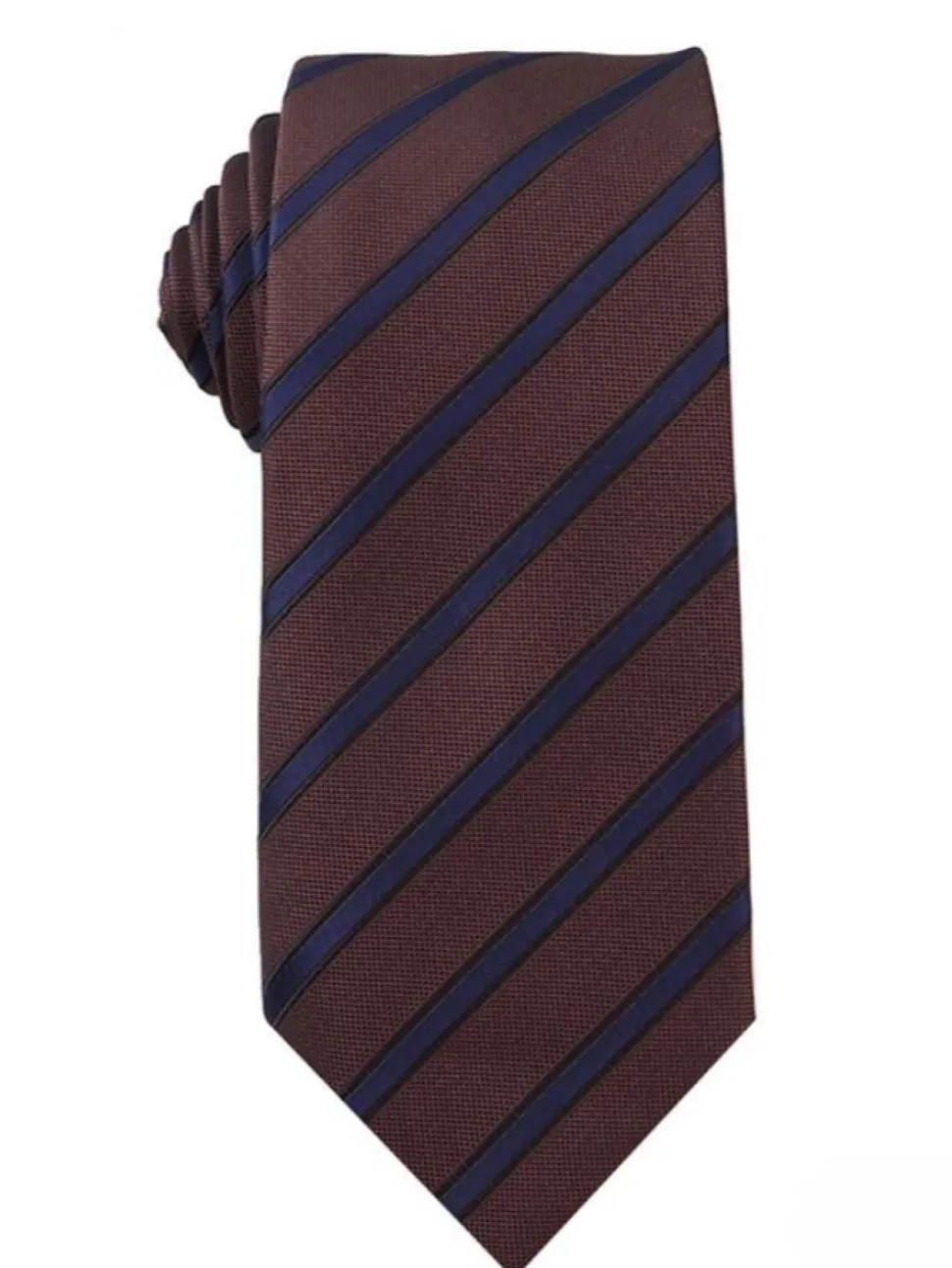Brown Navy Diagonal Striped Tie