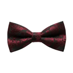 Burgundy Floral Jacquard Pattern Bow Tie