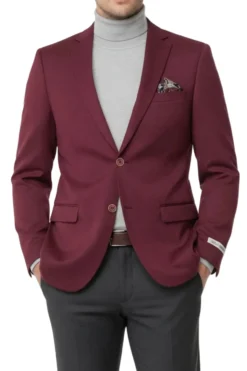 Burgundy Hybrid Fit Single Breasted Notch Lapel Jacket