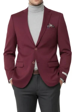 Burgundy Hybrid Fit Single Breasted Notch Lapel Jacket