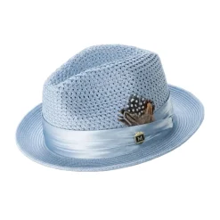 Carolina Solid Color Pinch Braided Fedora With Matching Satin Ribbon