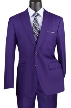 Catania Collection - Modern Fit Windowpane Suit 2 Piece in Purple
