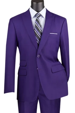 Catania Collection - Modern Fit Windowpane Suit 2 Piece in Purple