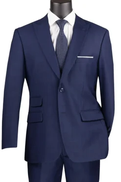 Catania Collection - Modern Fit Windowpane Suit 2 Piece in Blue