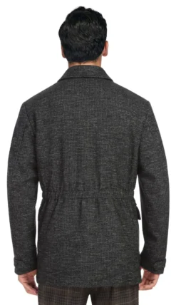 Charcoal Slim Fit Wool Blend Short Coat