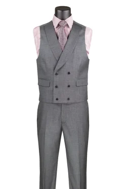 Charcoal Modern Fit 3 Piece Suit with Vest and Adjustable Waistband Pants