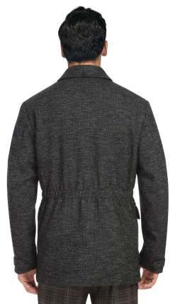 Charcoal Slim Fit Wool Blend Short Coat