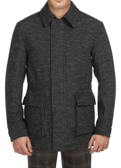 Charcoal Slim Fit Wool Blend Short Coat