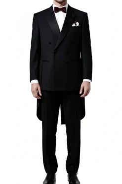 Classic Full Dress Tuxedo Tails 2 Piece Regular Fit In Black