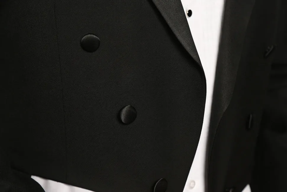 Classic Full Dress Tuxedo Tails 2 Piece Regular Fit In Black