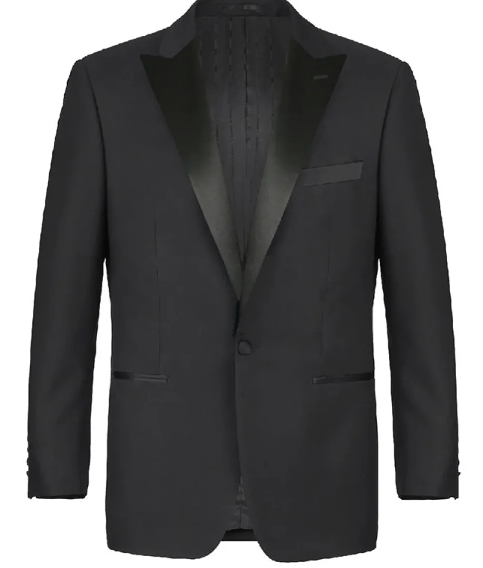 Classic Regular Fit 2 Piece Black Dress Tuxedo Peak Lapel