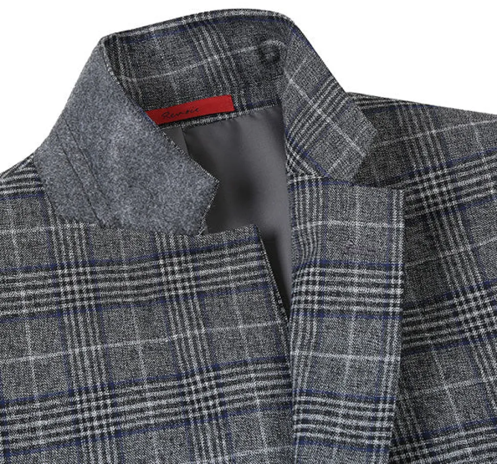 Classic Regular Fit Blazer Windowpane Pattern in Gray
