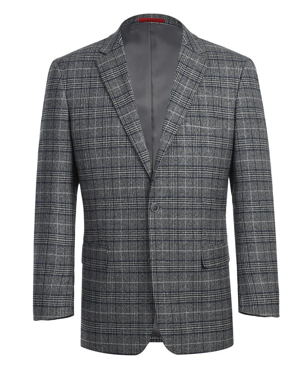 Classic Regular Fit Blazer Windowpane Pattern in Gray