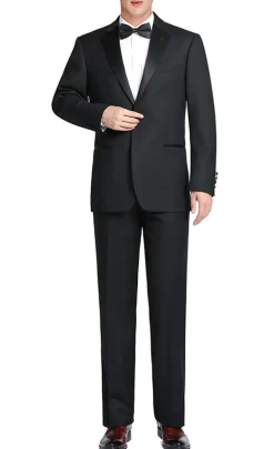 Classic Black Regular Fit 100% Wool Tuxedo Suit