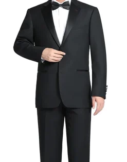 Classic Black Regular Fit 100% Wool Tuxedo Suit