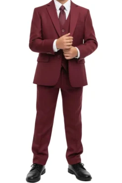Classic Boy Suit 5 Piece Set Burgundy