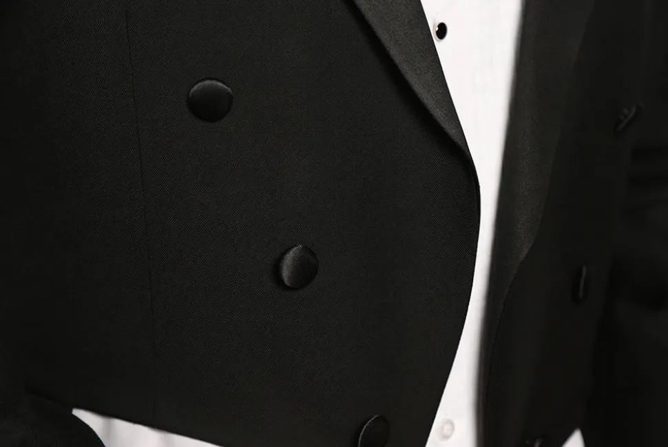 Classic Full Dress Tuxedo Tails 2 Piece Regular Fit In Black