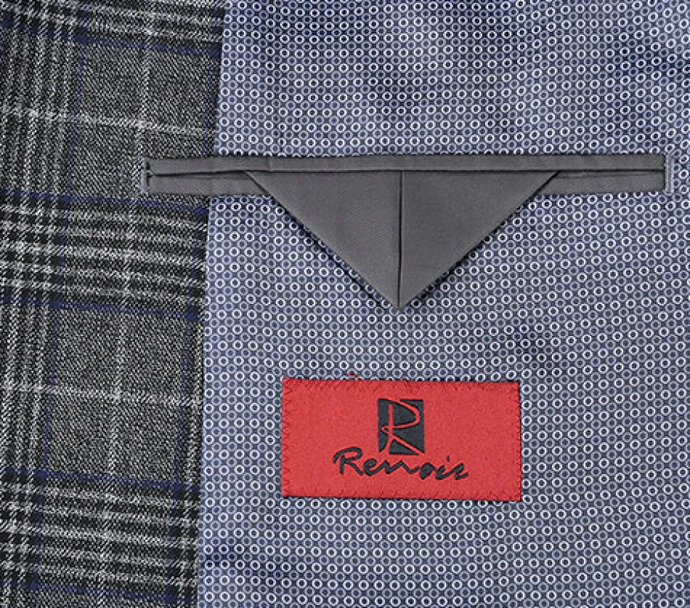 Classic Regular Fit Blazer Windowpane Pattern in Gray