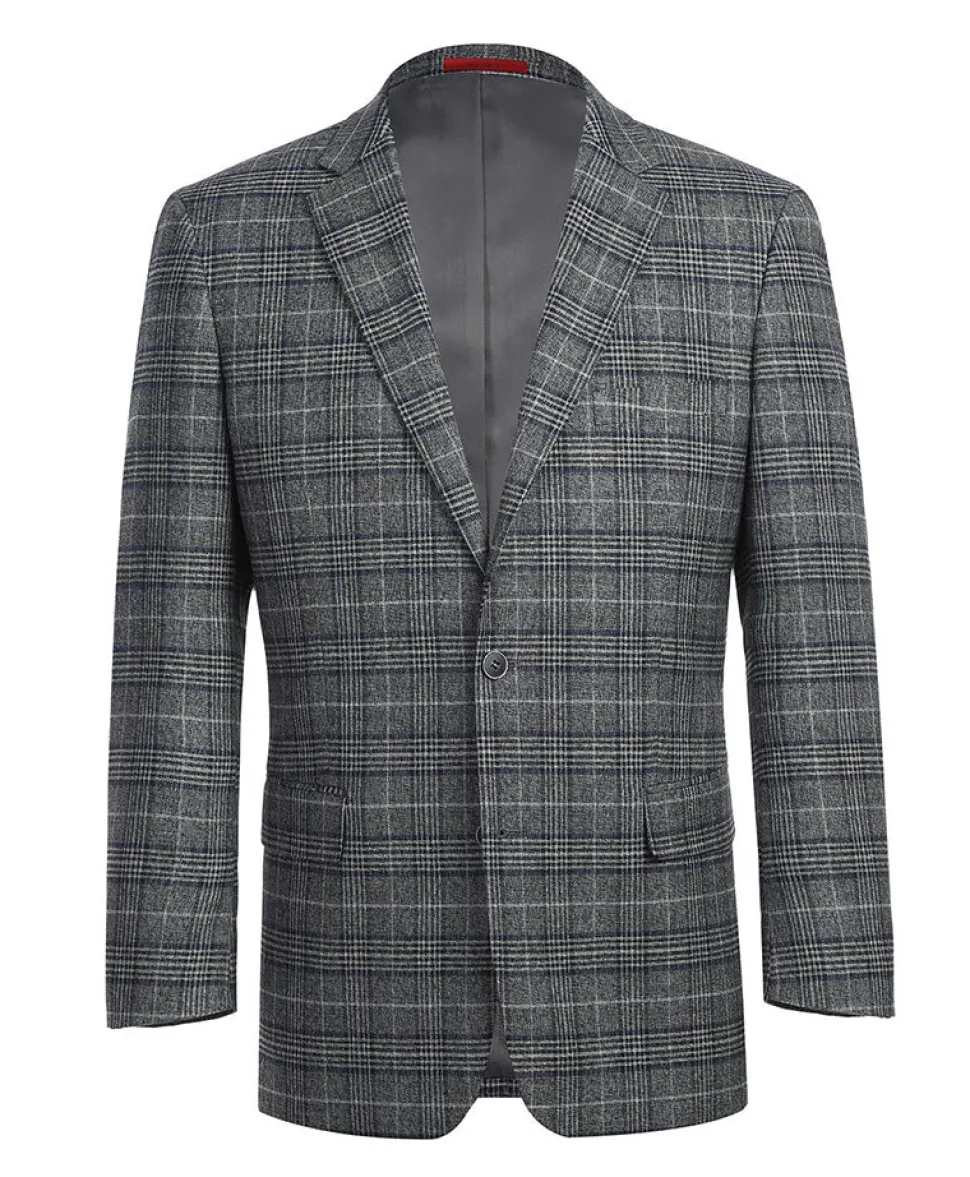 Classic Regular Fit Blazer Windowpane Pattern in Gray
