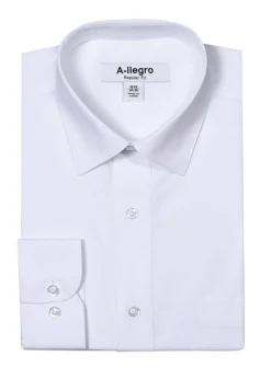 Classic Regular Fit Cotton Convertible Cuff Dress Shirt In White
