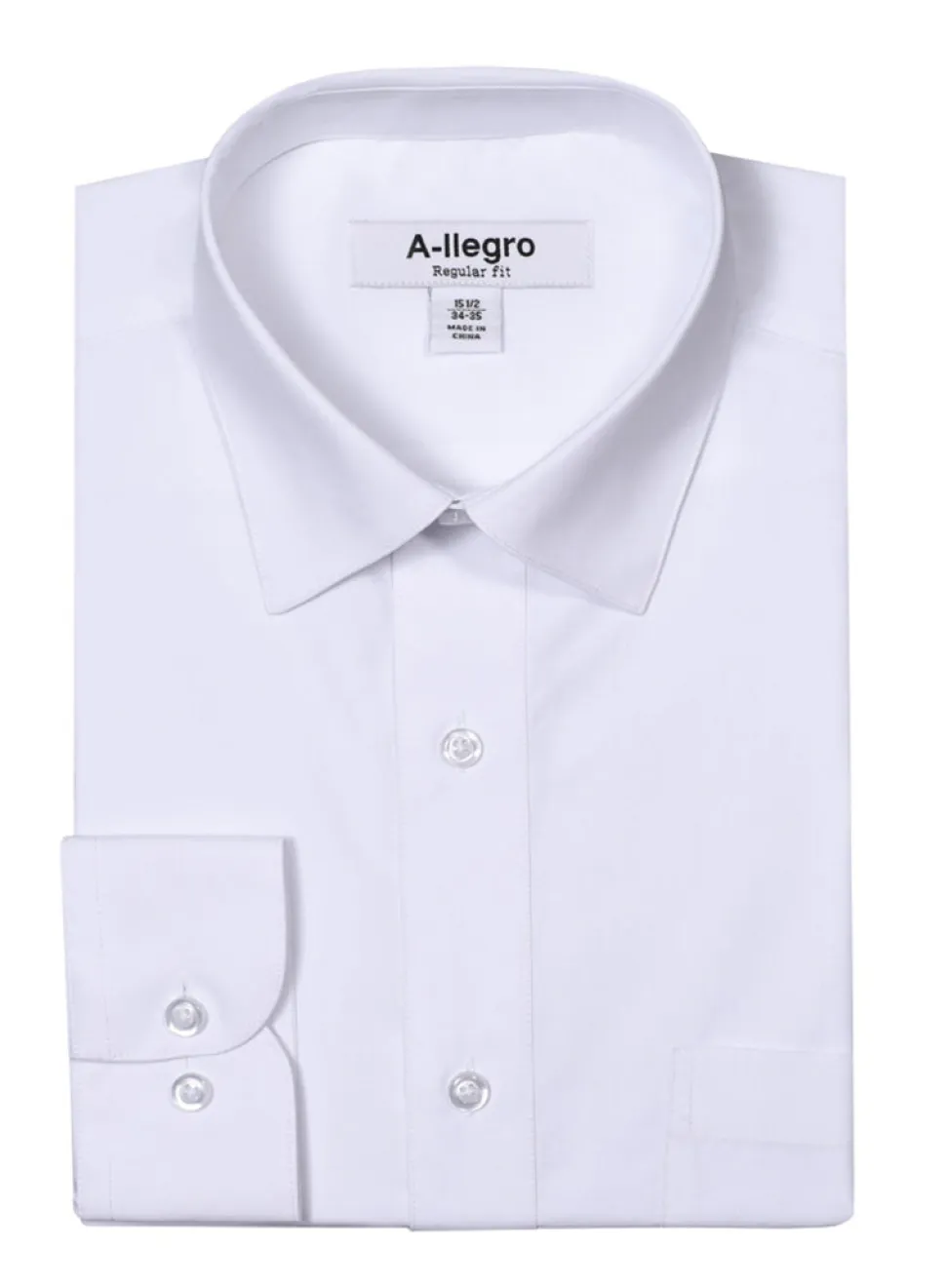 Classic Regular Fit Cotton Convertible Cuff Dress Shirt In White