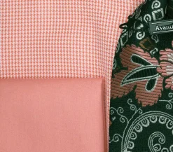 Coral French Cuff Mini-Houndstooth Dress Shirt Set with Tie and Handkerchief