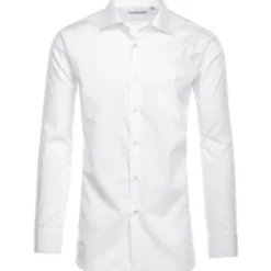 Cotton Blend Dress Shirt Regular Fit In White