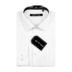 Cotton Blend Dress Shirt Regular Fit In White