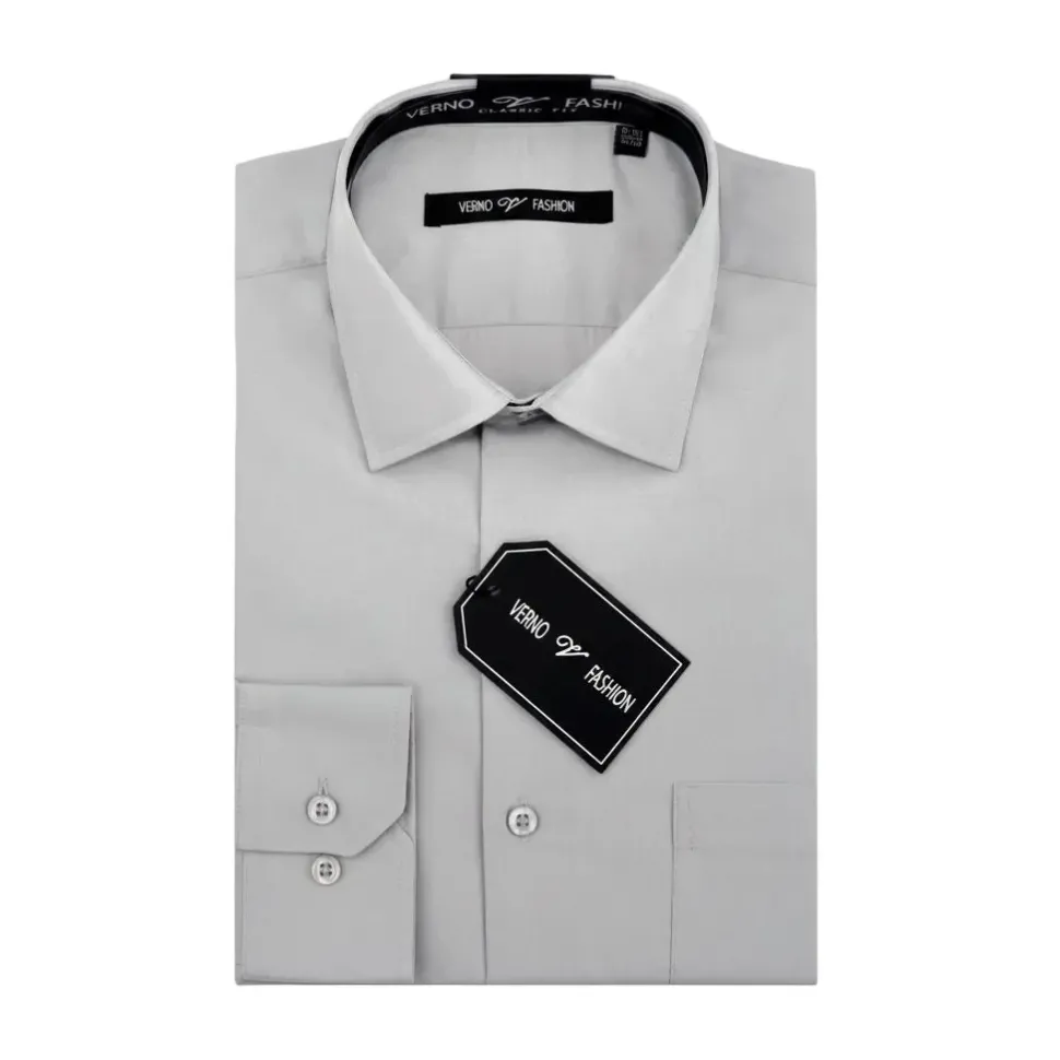 Cotton Blend Dress Shirt Regular Fit In Gray