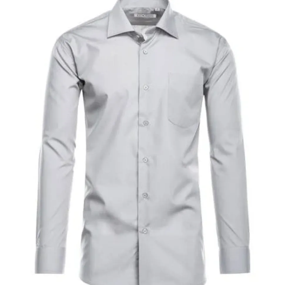 Cotton Blend Dress Shirt Regular Fit In Gray