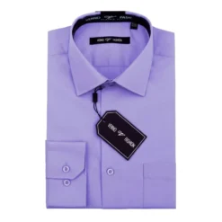 Cotton Blend Dress Shirt Regular Fit In Lavender