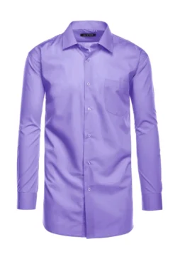 Cotton Blend Dress Shirt Regular Fit In Lavender