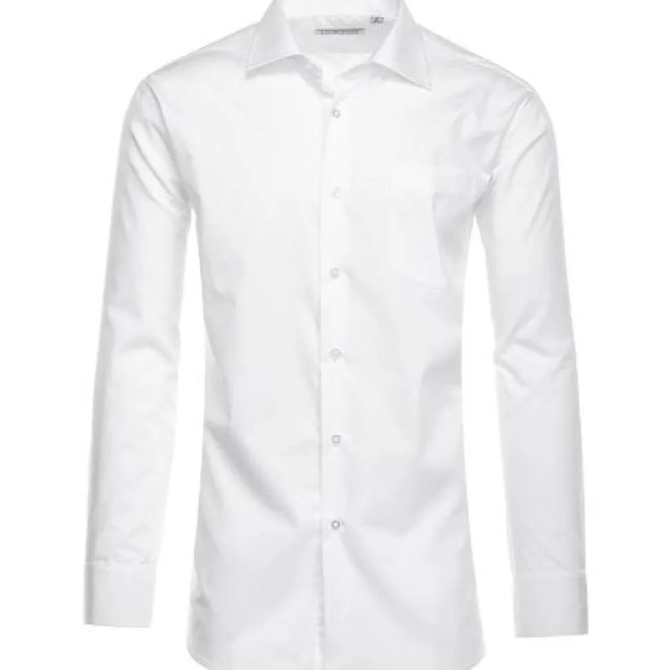 Cotton Blend Dress Shirt Regular Fit In White