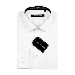 Cotton Blend Dress Shirt Regular Fit In White