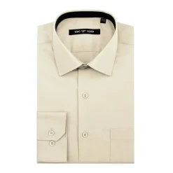 Cotton Blend Dress Shirt Regular Fit In Taupe