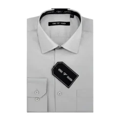 Cotton Blend Dress Shirt Regular Fit In Gray