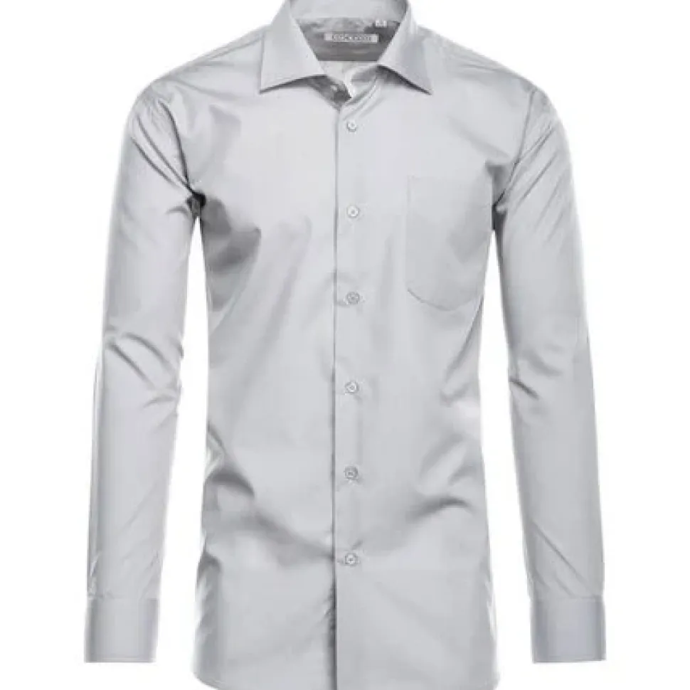 Cotton Blend Dress Shirt Regular Fit In Gray