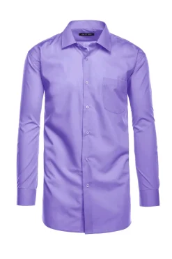 Cotton Blend Dress Shirt Regular Fit In Lavender