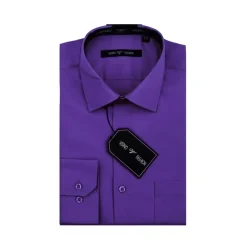 Cotton Blend Dress Shirt Regular Fit In Lilac