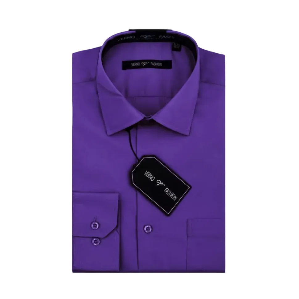 Cotton Blend Dress Shirt Regular Fit In Lilac