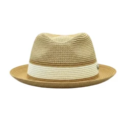 Dante Collection - Men's Two-Tone Braided Snap Brim Fedora Ivory/Cognac