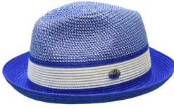 Dante Collection - Men's Two-Tone Braided Snap Brim Fedora Royal/White