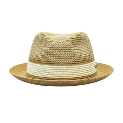 Dante Collection - Men's Two-Tone Braided Snap Brim Fedora Ivory/Cognac
