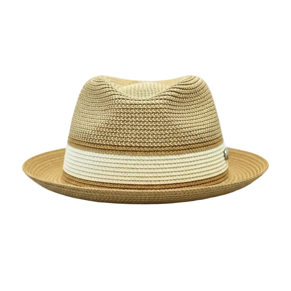 Dante Collection - Men's Two-Tone Braided Snap Brim Fedora Ivory/Cognac