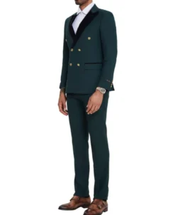 Dark Green 2 Piece Slim Fit Double Breasted Tuxedo